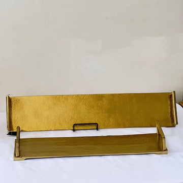 طقم صواني /2 مستطيل ديكور 50*13+60*15سم  نحاس هندي 89109L/S %ه6