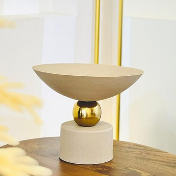 جاط فواكة تنك 32سم مدور 89066S قاعدة طابة ذهبي BEIGE هندي %ه9