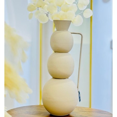 فازة تنك 53سم 5طابات 88004S عنق طويل بيد مستطيل BEIGE هندي %ه9