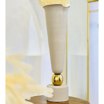 فازة تنك 85سم شكل كاس 89063XL قاعدة طابة ذهبي BEIGE هندي %ه9
