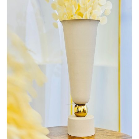 فازة تنك 63سم شكل كاس 89063M قاعدة طابة ذهبي BEIGE هندي %ه9
