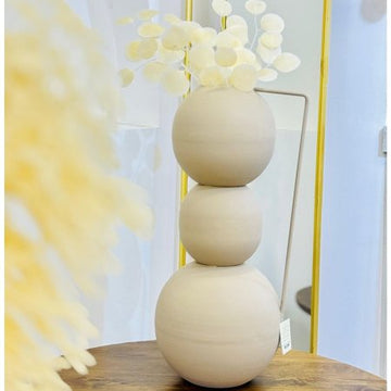 فازة تنك 65سم 3طابات 87144L عريض بيد مستطيل BEIGE هندي %ه9