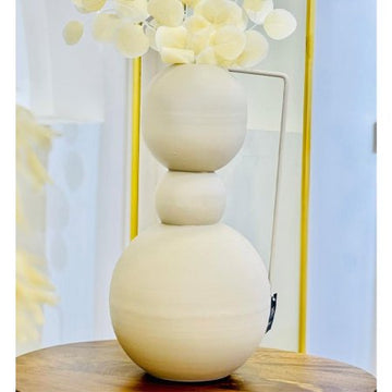 فازة تنك 53سم 3طابات 87144M عريض بيد مستطيل BEIGE هندي %ه9