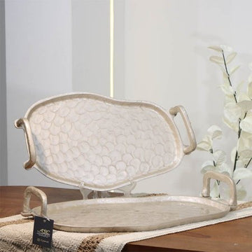 طقم /2 صينية تنك بيج 43+40سم بيضاوي اطار معرج 89905LS بيدين B هندي %ه14