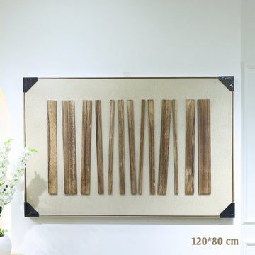 برواز مستطيل 120*80سم اطار بلاستك خشبي وجه بيج غامق عيدان خشبية طويل EL49/19 =رم7