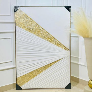 برواز مستطيل 80*120سم قماش مع مثلثات ذهبي K313/3 =ك1 =ك3