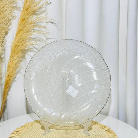 جاط فواكة زجاج مدور محزز اقواس 33سم حيف ذهبي K54/6 =ك4