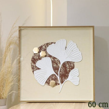 برواز مربع 60سم بيج مرسم محار ابيض وجه زجاج اطار خشب EL47/1 =ط58