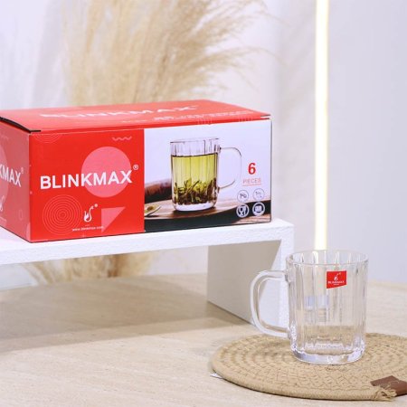 طقم كاسة شاي/6 زجاج سادة 205مل KTZB136 محزز بالطول ++BM2