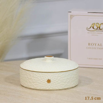 مضيفة مدور17.5سم بورسلان بيج CAN56B-BEIGE مزخرف نجمة ++ZW1