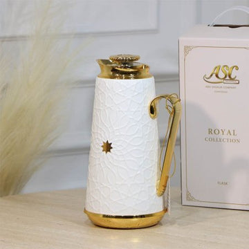 تيرموس قهوة بورسلان ابيض CH628-WHITE مزخرف نجمة ++ZW1