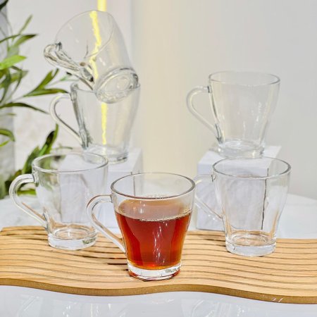 طقم كاسة كابتشينو /6 زجاج سادة 150مل  K90/5 =ض7