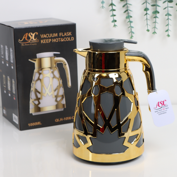تيرموس قهوة 1 لتر سكني وذهبي مشبك اندلسي QLH-10H-CT ++ط5